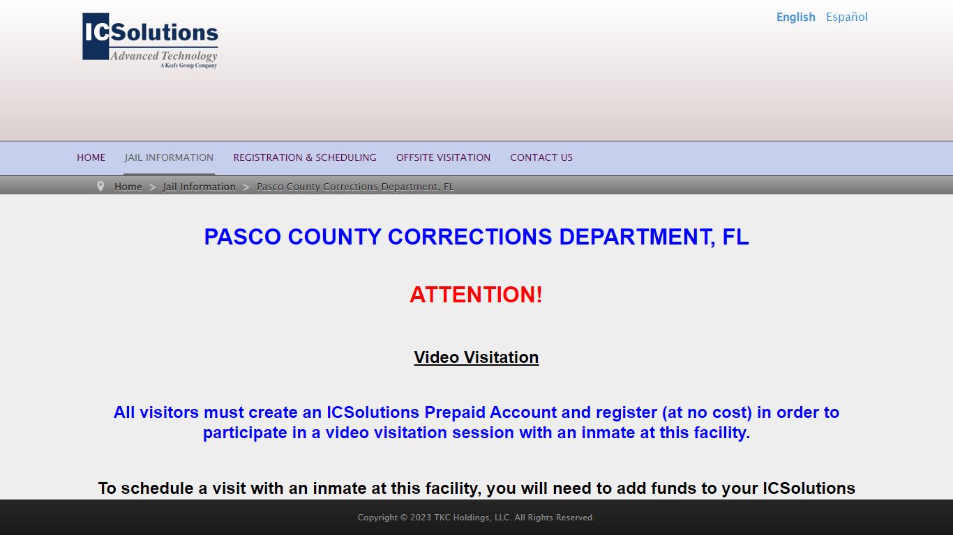 Pasco County Corrections Department, FL - The Visitor by ICSolutions