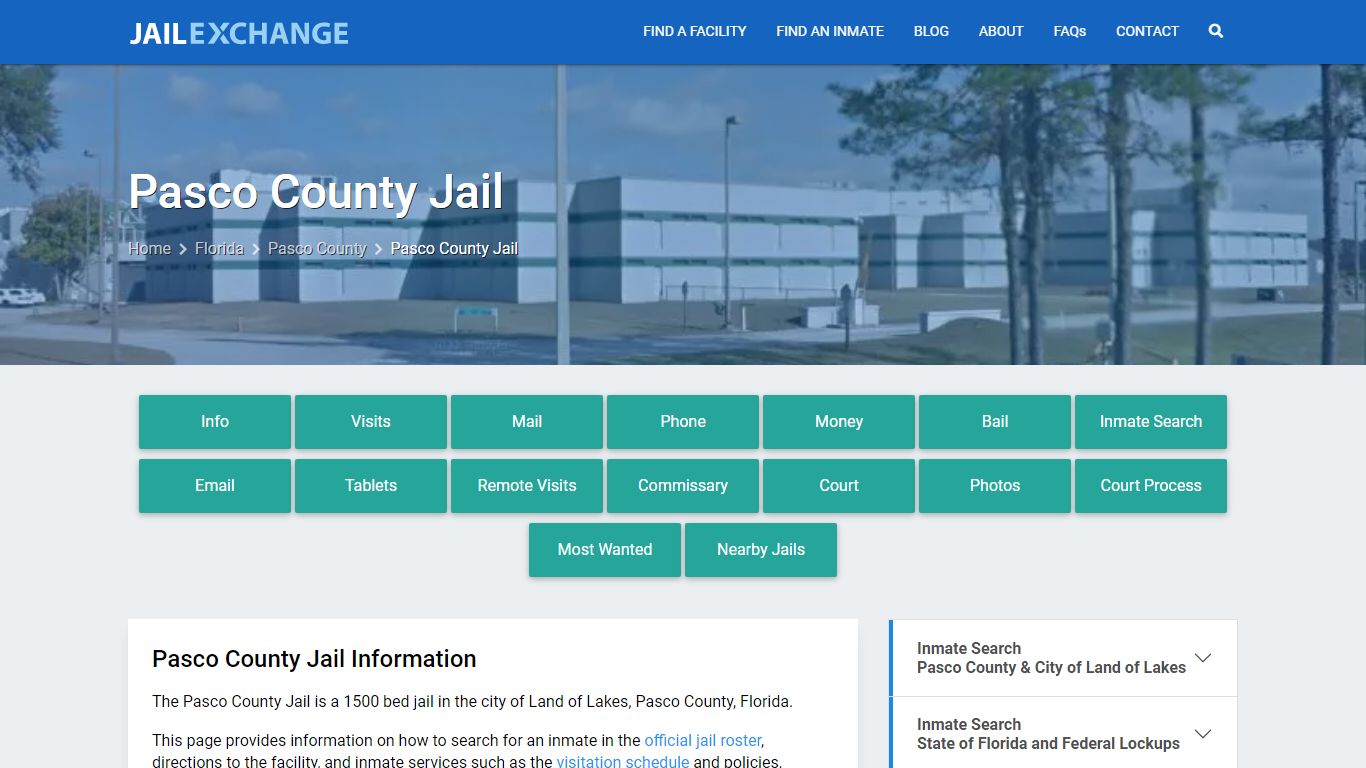 Pasco County Jail, FL Inmate Search, Information